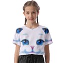 Cute White Cat Blue Eyes Face Kids  Basic T-Shirt View1