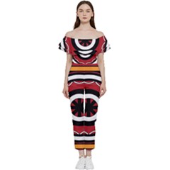 Toraja Pattern Pa barre Allo Bardot Ruffle Jumpsuit