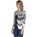 Social Media Computer Internet Typography Text Poster Women s One-Button 3/4 Sleeve Short Jacket View2