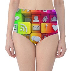 Colorful 3d Social Media Classic High-waist Bikini Bottoms
