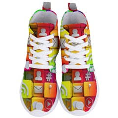 Colorful 3d Social Media Women s Lightweight High Top Sneakers