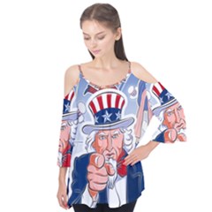 United States Of America Images Independence Day Flutter Sleeve T-shirt 