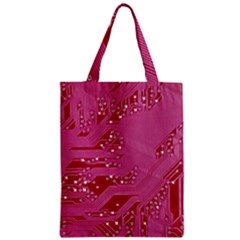 Pink Circuit Pattern Zipper Classic Tote Bag by Ket1n9