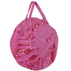 Pink Circuit Pattern Giant Round Zipper Tote by Ket1n9