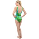 Sunlight Filtering Through Transparent Leaves Green Blue Cross Front Low Back Swimsuit View2
