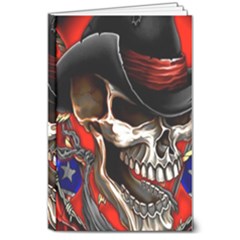 Confederate Flag Usa America United States Csa Civil War Rebel Dixie Military Poster Skull 8  X 10  Hardcover Notebook by Ket1n9