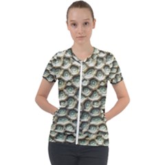 Ocean Pattern Short Sleeve Zip Up Jacket