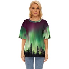 Aurora-borealis-northern-lights Oversized Basic T-shirt