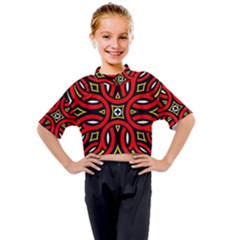 Traditional Art Pattern Kids Mock Neck T-shirt