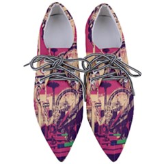Pink City Retro Vintage Futurism Art Pointed Oxford Shoes by Ket1n9