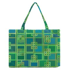 Green-abstract-geometric Zipper Medium Tote Bag by Ket1n9