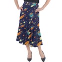 Space Galaxy Planet Universe Stars Night Fantasy Midi Mermaid Skirt View1
