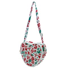 Background Vector Texture Christmas Winter Pattern Seamless Heart Shoulder Bag by Grandong