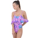 Seamless Pattern With Cute Kawaii Kittens Drape Piece Swimsuit View1