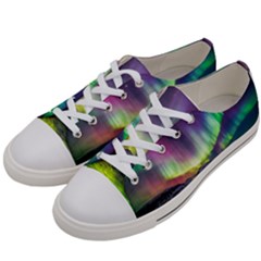 Aurora Borealis Polar Northern Lights Natural Phenomenon North Night Mountains Women s Low Top Canvas Sneakers