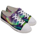 Aurora Borealis Polar Northern Lights Natural Phenomenon North Night Mountains Women s Low Top Canvas Sneakers View3