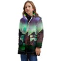 Aurora Borealis Nature Sky Light Kids  Hooded Longline Puffer Jacket View3