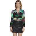 Aurora Borealis Nature Sky Light Long Sleeve Tie Back Satin Wrap Top View1