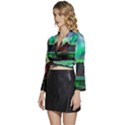 Aurora Borealis Nature Sky Light Long Sleeve Tie Back Satin Wrap Top View2
