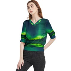 Iceland Aurora Borealis Quarter Sleeve Blouse