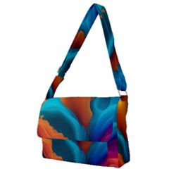 Colorful Fluid Art Abstract Modern Full Print Messenger Bag (l)