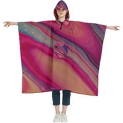 Stars Shimmering Galaxy Ocean Women s Hooded Rain Ponchos
