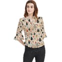 Pattern Seamless Loose Horn Sleeve Chiffon Blouse View1
