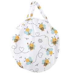 Bee Art Pattern Design Wallpaper Background Print Giant Round Zipper Tote