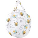 Bee Art Pattern Design Wallpaper Background Print Giant Round Zipper Tote View1