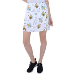 Bee Art Pattern Design Wallpaper Background Print Tennis Skirt