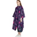 Geometric Pattern Retro Style Background Women s Hooded Rain Ponchos View2