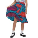 Vintage Ornate Mushroom Leafage Wallpaper Kids  Ruffle Flared Wrap Midi Skirt View1