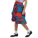Vintage Ornate Mushroom Leafage Wallpaper Kids  Ruffle Flared Wrap Midi Skirt View2