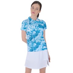 Blue Ocean Wave Texture Women s Polo T-shirt