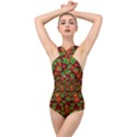 Template Christmas Pattern Cross Front Low Back Swimsuit View1