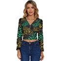 Abstract Geometric Seamless Pattern With Animal Print Long Sleeve V-Neck Top View1