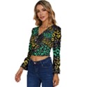 Abstract Geometric Seamless Pattern With Animal Print Long Sleeve V-Neck Top View2