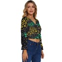 Abstract Geometric Seamless Pattern With Animal Print Long Sleeve V-Neck Top View3