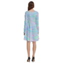 Holographic abstract in pastel Long Sleeve Knee Length Skater Dress With Pockets View4