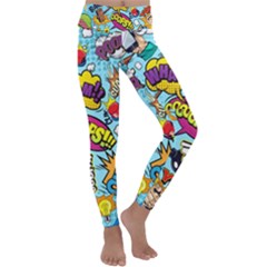 Comic Elements Colorful Seamless Pattern Kids  Lightweight Velour Classic Yoga Leggings by Amaryn4rt