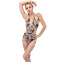 Tattoos Colorful Seamless Pattern Plunging Cut Out Swimsuit View1