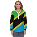 Flag Of Tanzania Zip Up Long Sleeve Blouse View1