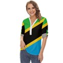 Flag Of Tanzania Zip Up Long Sleeve Blouse View2