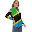 Flag Of Tanzania Zip Up Long Sleeve Blouse View3