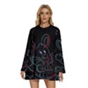 Easter-bunny-hare-rabbit-animal Round Neck Long Sleeve Bohemian Style Chiffon Mini Dress View1