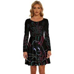 Easter-bunny-hare-rabbit-animal Long Sleeve Wide Neck Velvet Dress