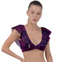 Retro-flower-pattern-design-batik- Plunge Frill Sleeve Bikini Top View1