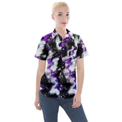 Abstract Canvas-acrylic-digital-design Women s Short Sleeve Pocket Shirt