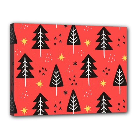 Christmas Christmas Tree Pattern Canvas 16  X 12  (stretched) by Amaryn4rt