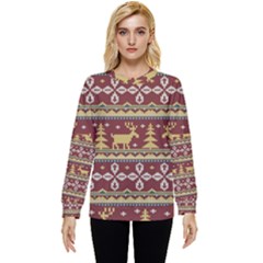 Beautiful-knitted-christmas-pattern Xmas Hidden Pocket Sweatshirt by Amaryn4rt